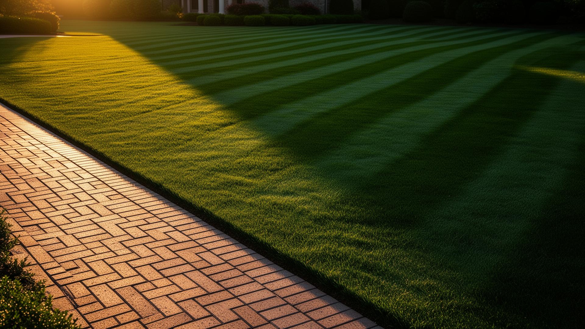 Striped lawn at golden hour